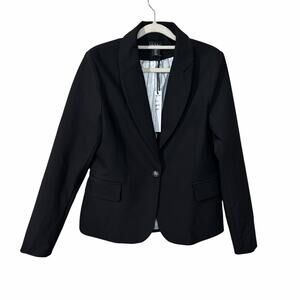 Nicole Miller Women's Blazer Medium Black Button Suit Jacket Office Workwear NWT